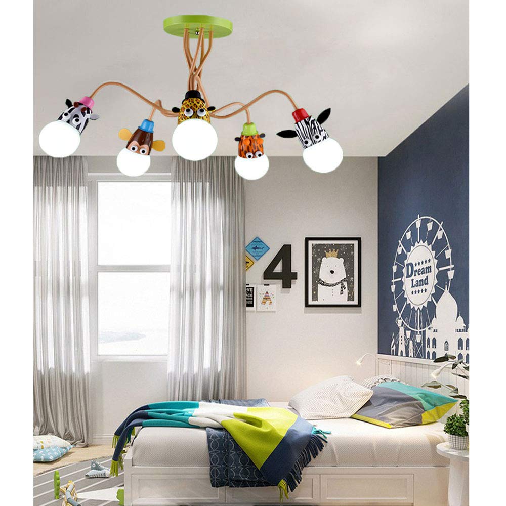YZM Lampadario da soffitto per bambini,Plafoniera per bambini a tema animale,Perfetto per la cameretta dei bambini/la stanza dei giochi/scuola/asilo (5 lights)