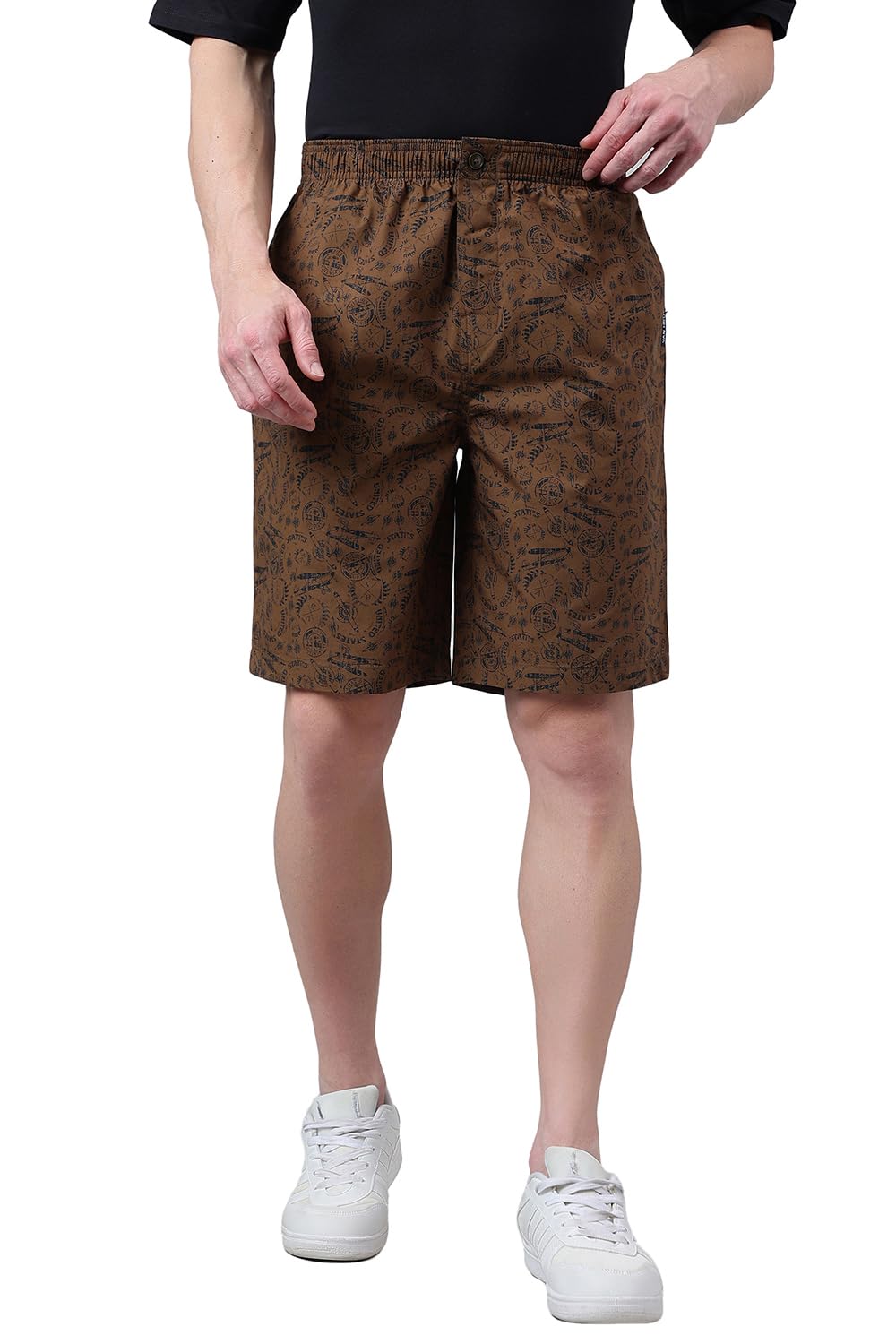 Van Heusen Men Athleisure Printed Combed Cotton Lounge Shorts - Regular Fit, Functional Pockets, Elasticized Waist-image-24