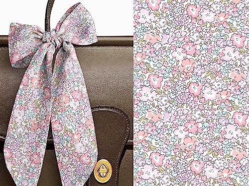 Liberty London Scarf -Choose Length - Michelle Pink Skinny Scarf Tie Headband, Handbag/Purse flair - Silky Tana Lawn Cotton - Choose Length4