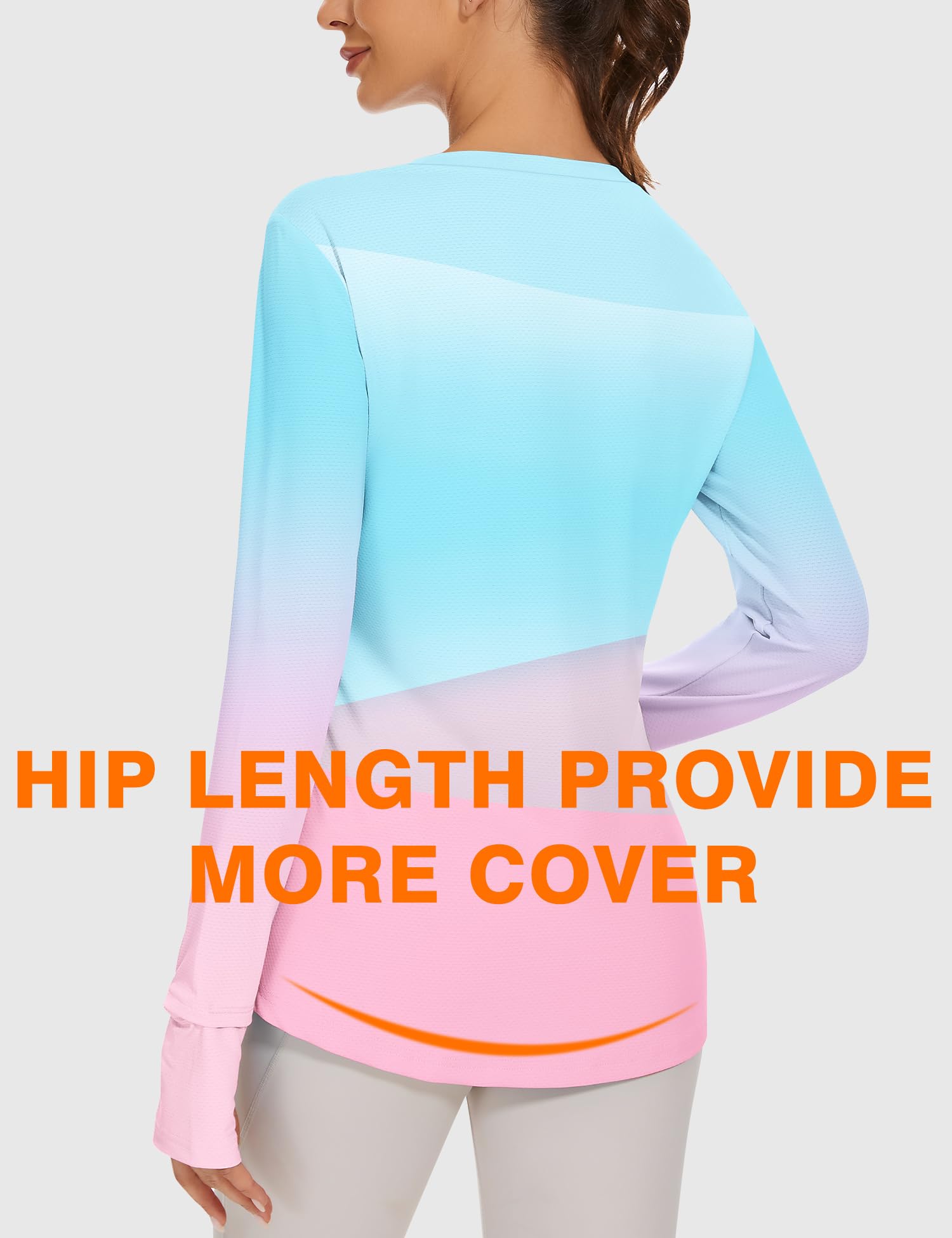Blingfit Camisetas de entrenamiento para mujer, de manga larga, para correr, senderismo, atletismo, gimnasio, ligeras, UPF 50+, protección solar