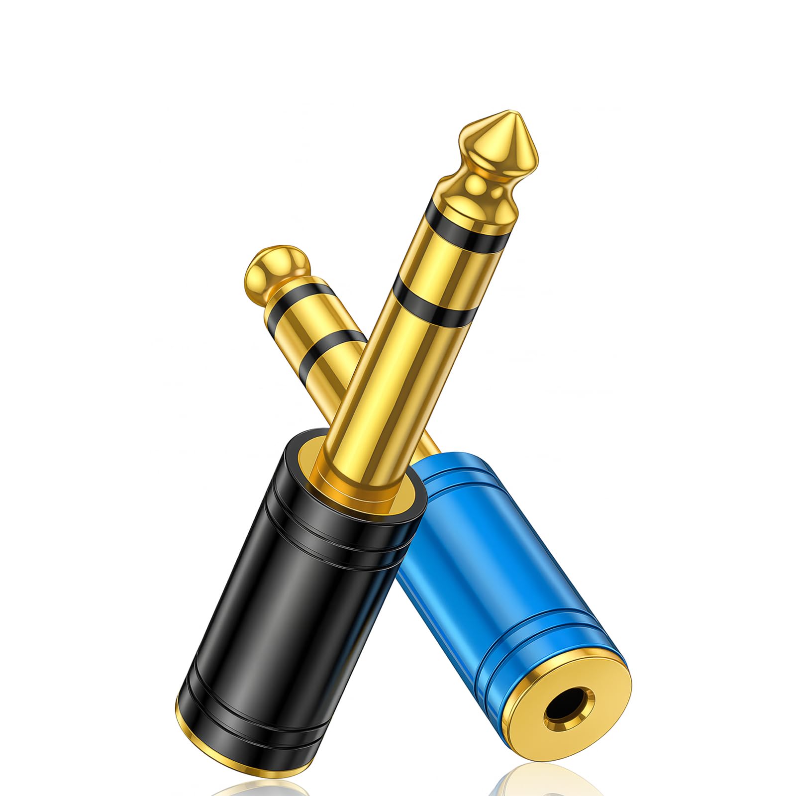 Cyberguys! 2-pak adapterów do słuchawek 3,5 mm na 1/4 – wytrzymały adapter 6,35 mm męski na 1/20.3 cm żeńskie gniazdo słuchawkowe do wzmacniacza, gitary, miksera, kina domowego, amplitunera AV