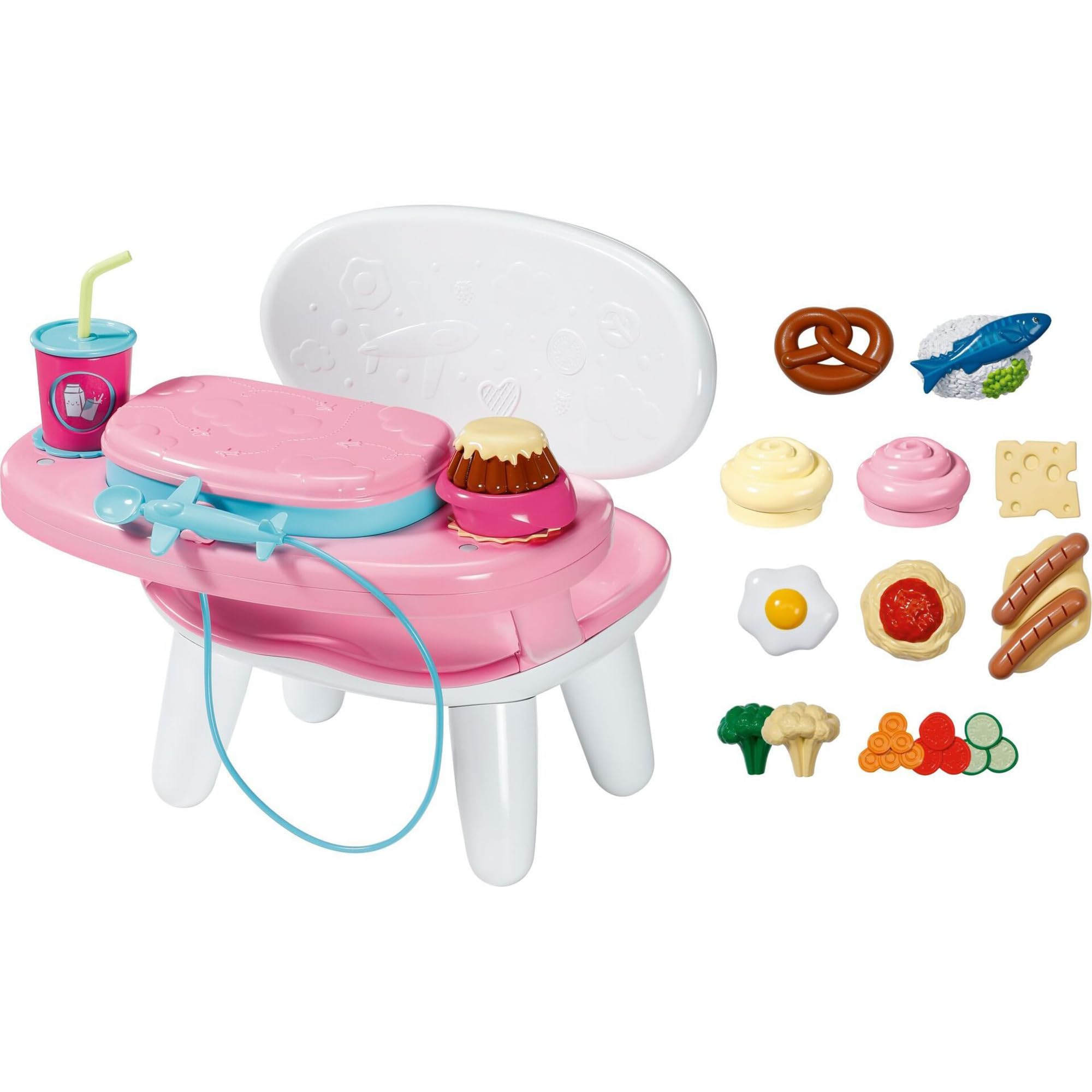 BABY born Feeding Table with Sound and Light Function – Over 10 Different Dishes and Drinks – Suitable for All 43 cm Dolls
