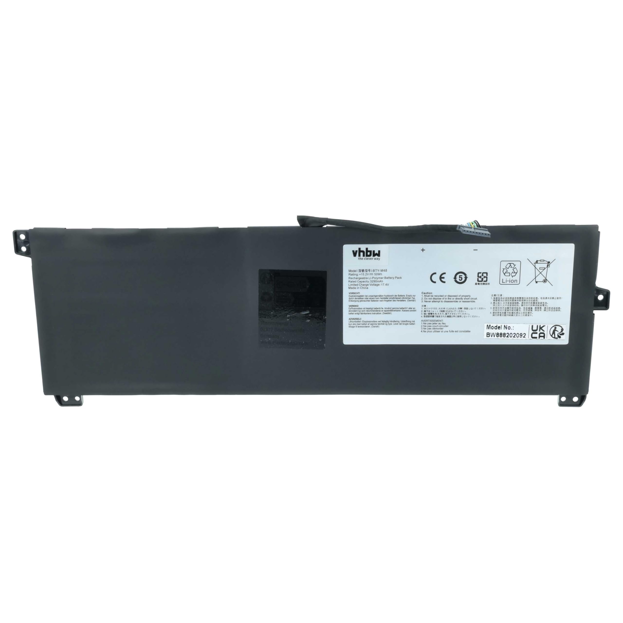 vhbw batteria sostituisce MSI BTY-M48, 4ICP5/41/119 per notebook (3250mAh, 15,2V, Li-Poly)