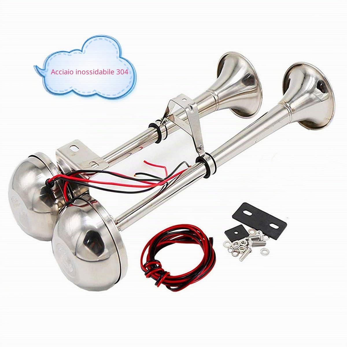 Corno di auto car horn altoparlante clacson per auto elettrica 150DB in acciaio Inox 304 clacson trombe camion doppio clacson per qualsiasi cargo da 12V nave camion furgoni barche car ecc