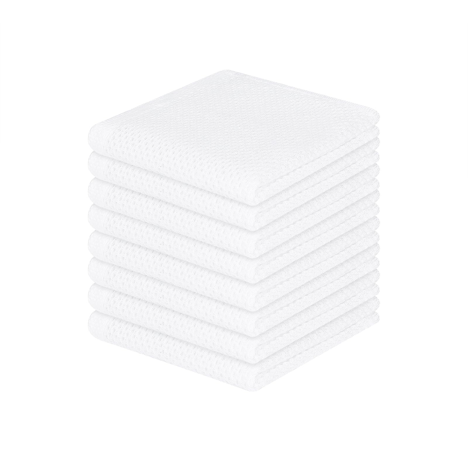 Homaxy 100% Cotton Waffle Weave Kitchen Dish Cloths 8-Pack, White