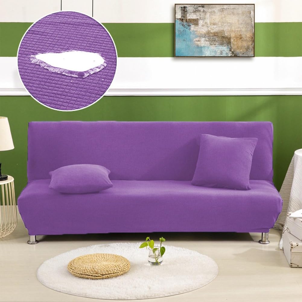 Funda universal impermeable para sofá cama, antideslizante, plegable, para 2 y 3 asientos, protector de reposabrazos, color morado, se adapta a 160 a 190 cm