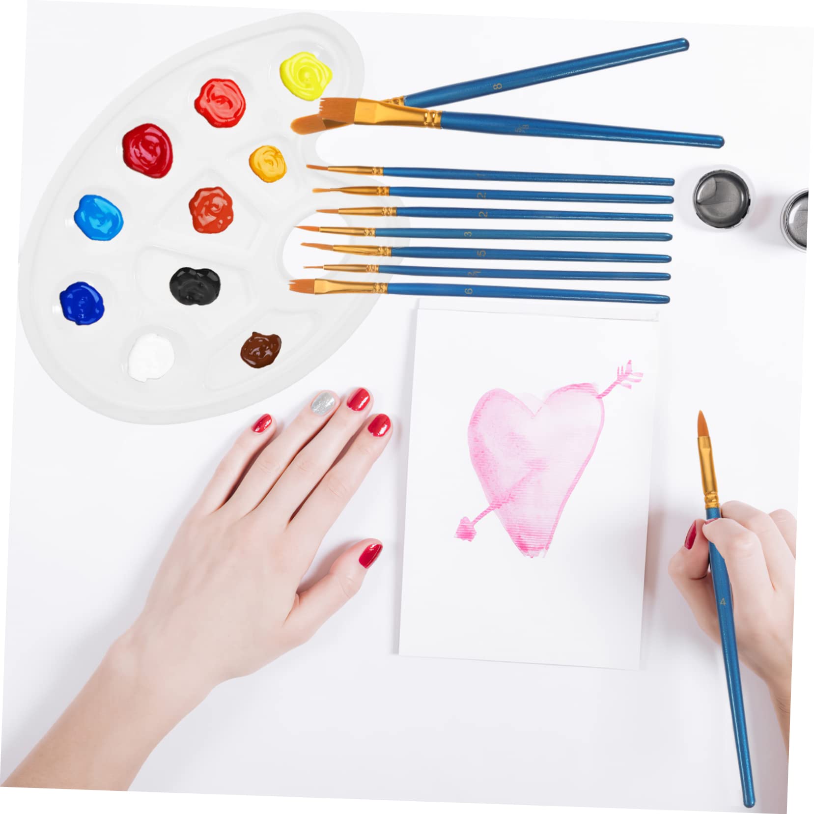 NUOBESTY 5ensembles Set De Pinceaux Aquarelle Et Palette Multi-Fonctions pour Peinture avec Poignées Ergonomiques pour Adultes