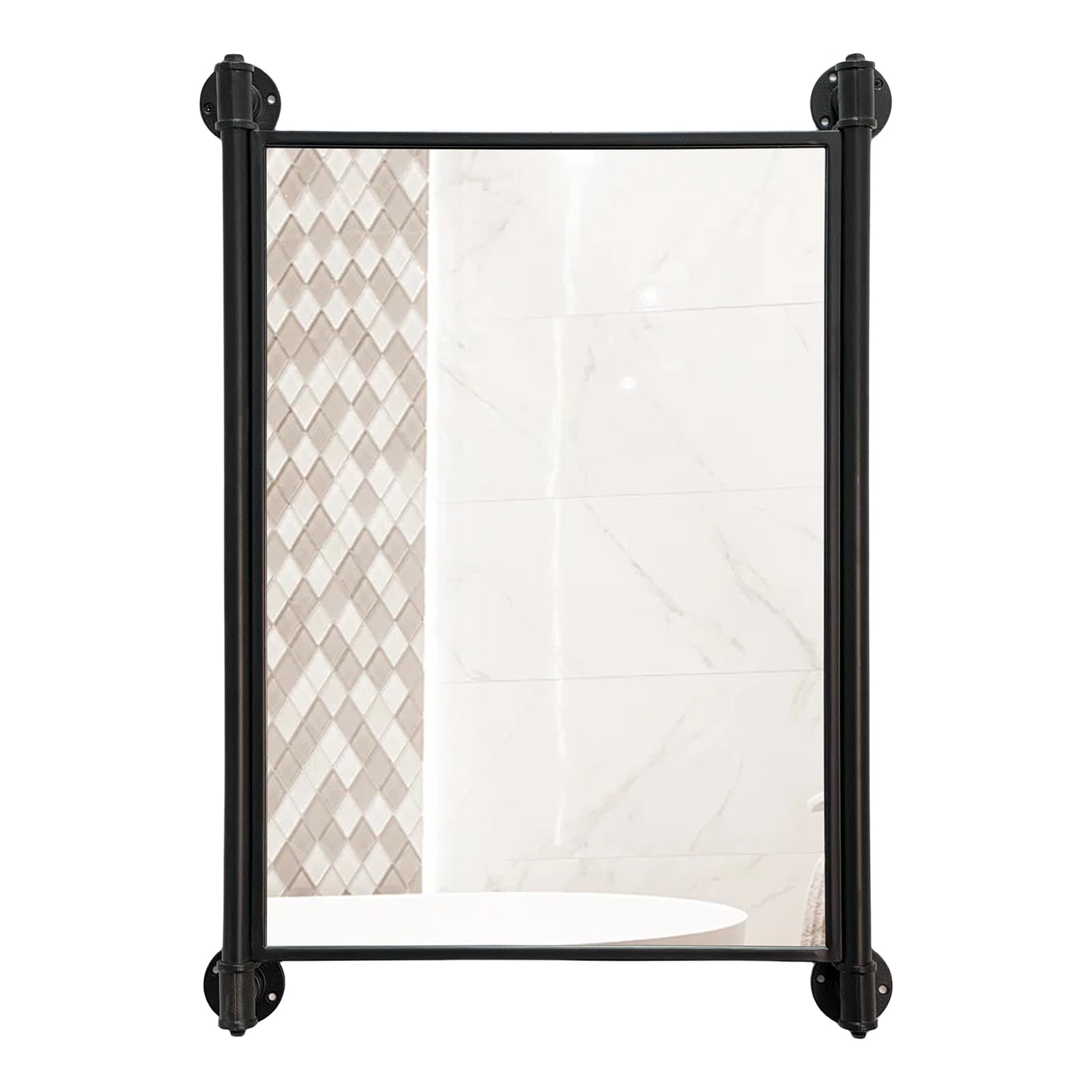 Snapklik.com : Rectangle Bathroom Mirror,Industrial Pipe Frame Vanity ...