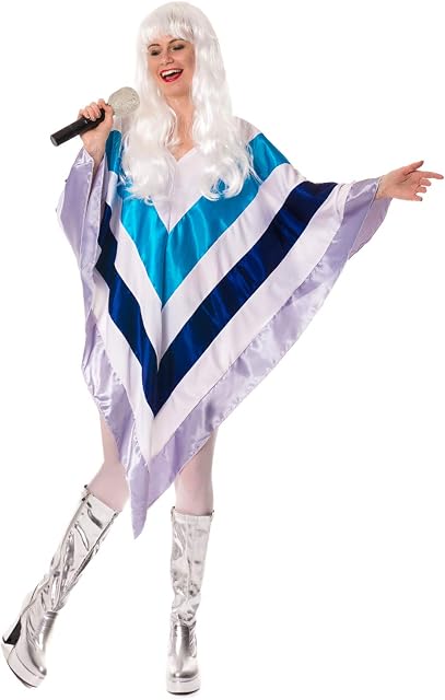 sowest 70s Fancy Dress Super Disco 1970's Eurovision Trooper Poncho Cape Costume