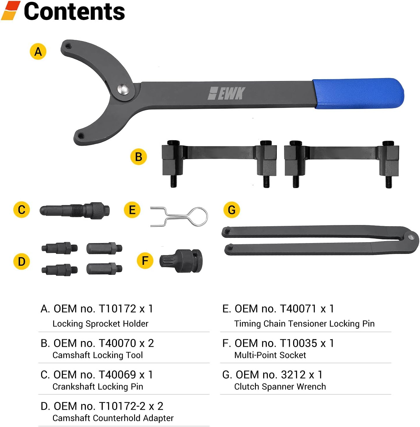 EWK FSI Timing Chain Adjuster Tool Kit for Audi VW 3.2 V6 A4 A6 2.5 4.2 t40069