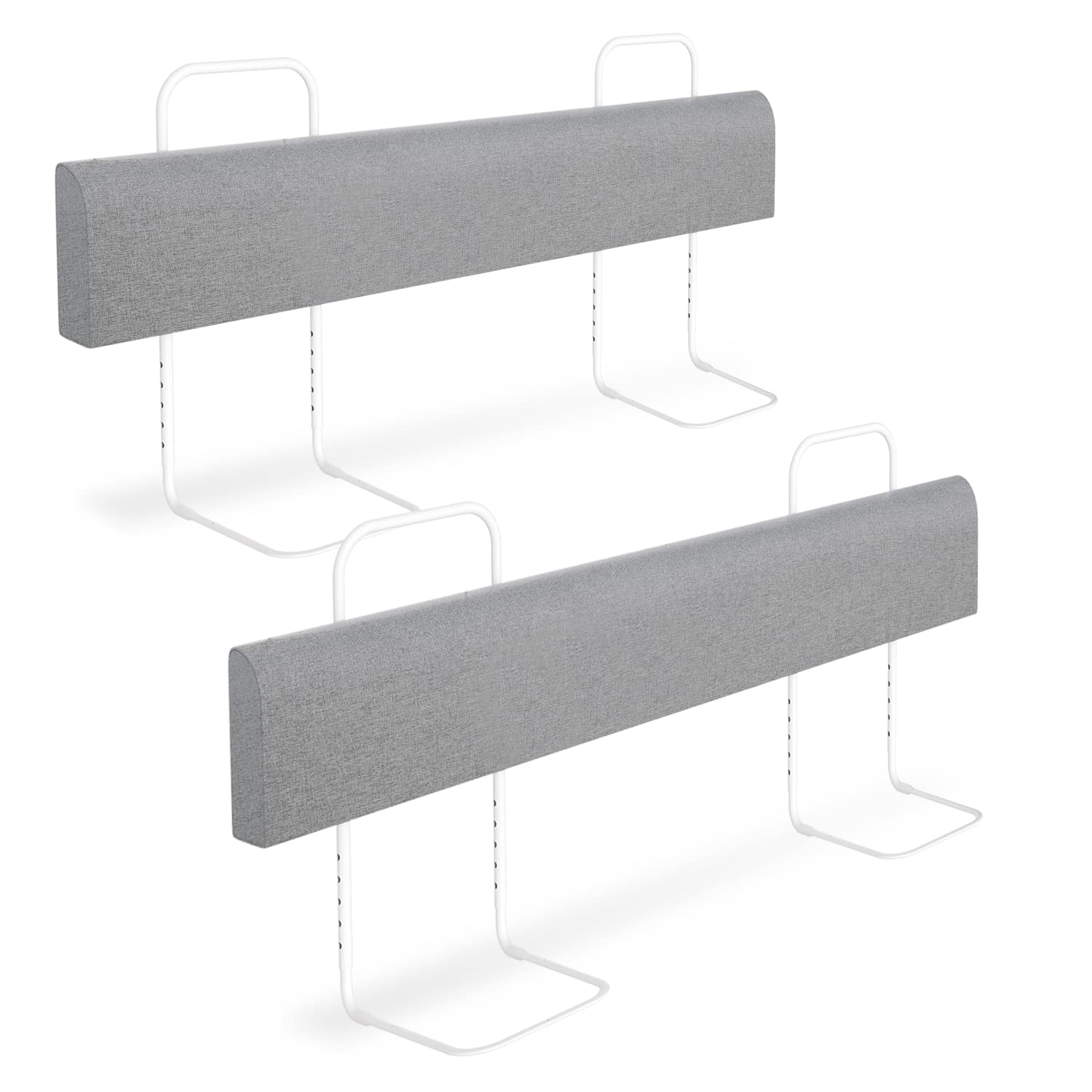 2X Bettgitter für Kinder 150cm, Baby Bettschutzgitter 5-Loch Höhenverstellbar, Weich Rausfallschutz Bett, Kinderbettgitter für Familienbett und Kinderbett, Grau