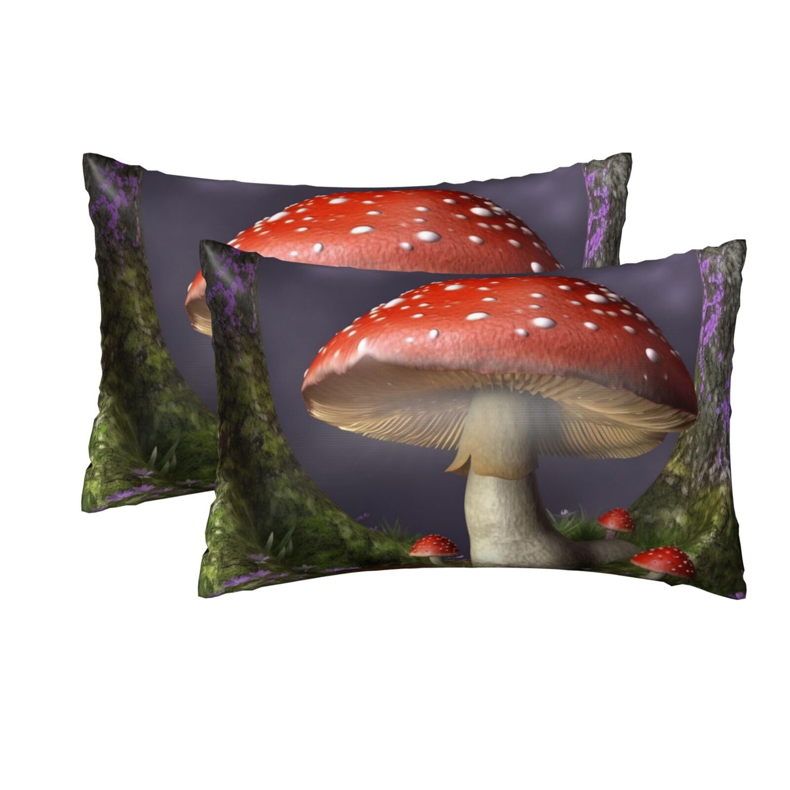 Mushroom Satin Pillowcase for Hair and Skin Standard Size 76 x 51 cm with Hidden Zipper Pillow Case for Sleeping Wrinkle-Free Silk Pillowcases Smooth Cooling Pillow Cover