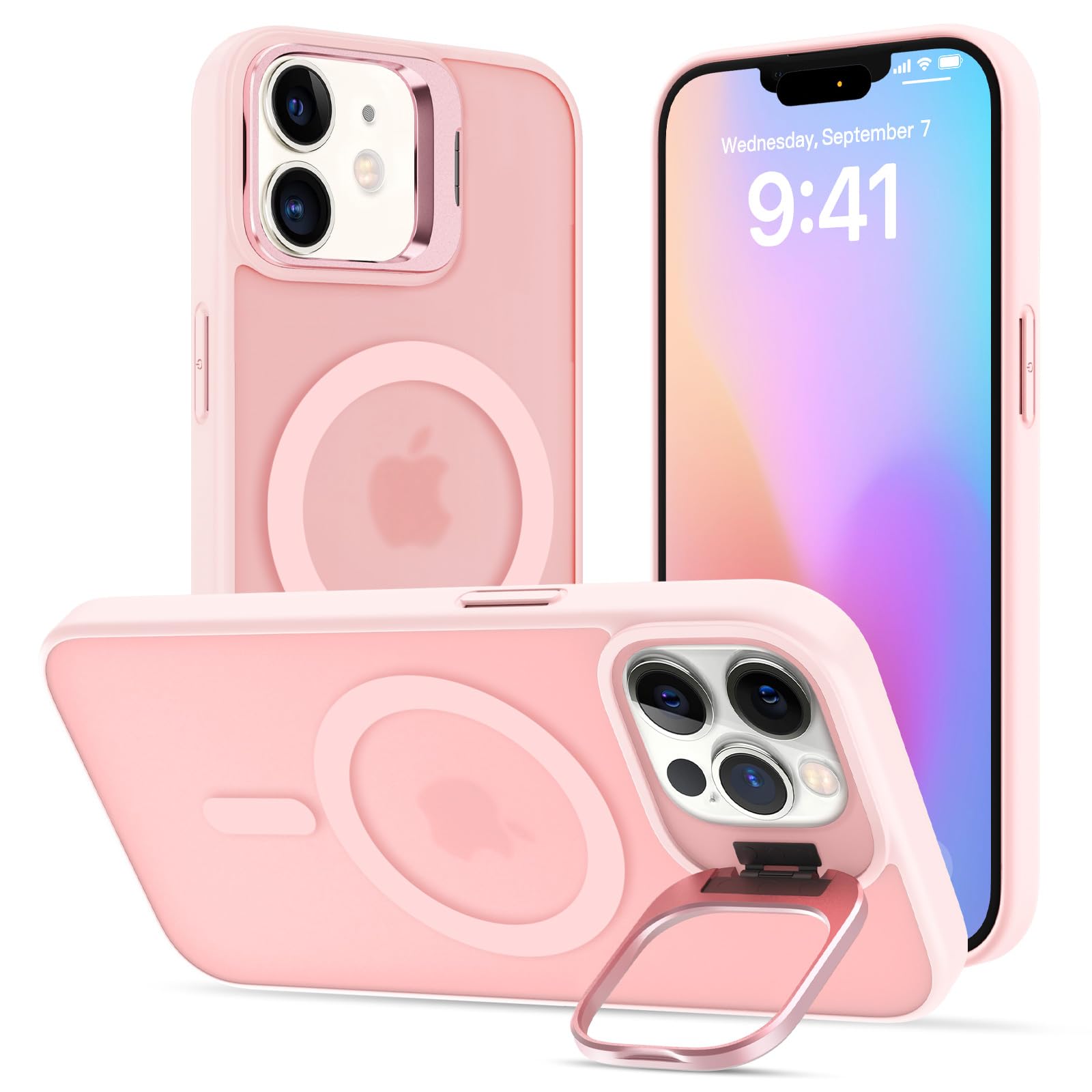 Handyhülle Für IPhone 12 Pro Max Mit MagSafe – Magnetisch, Stoßfest, Mit Verstecktem Ständer, Matt Durchscheinend