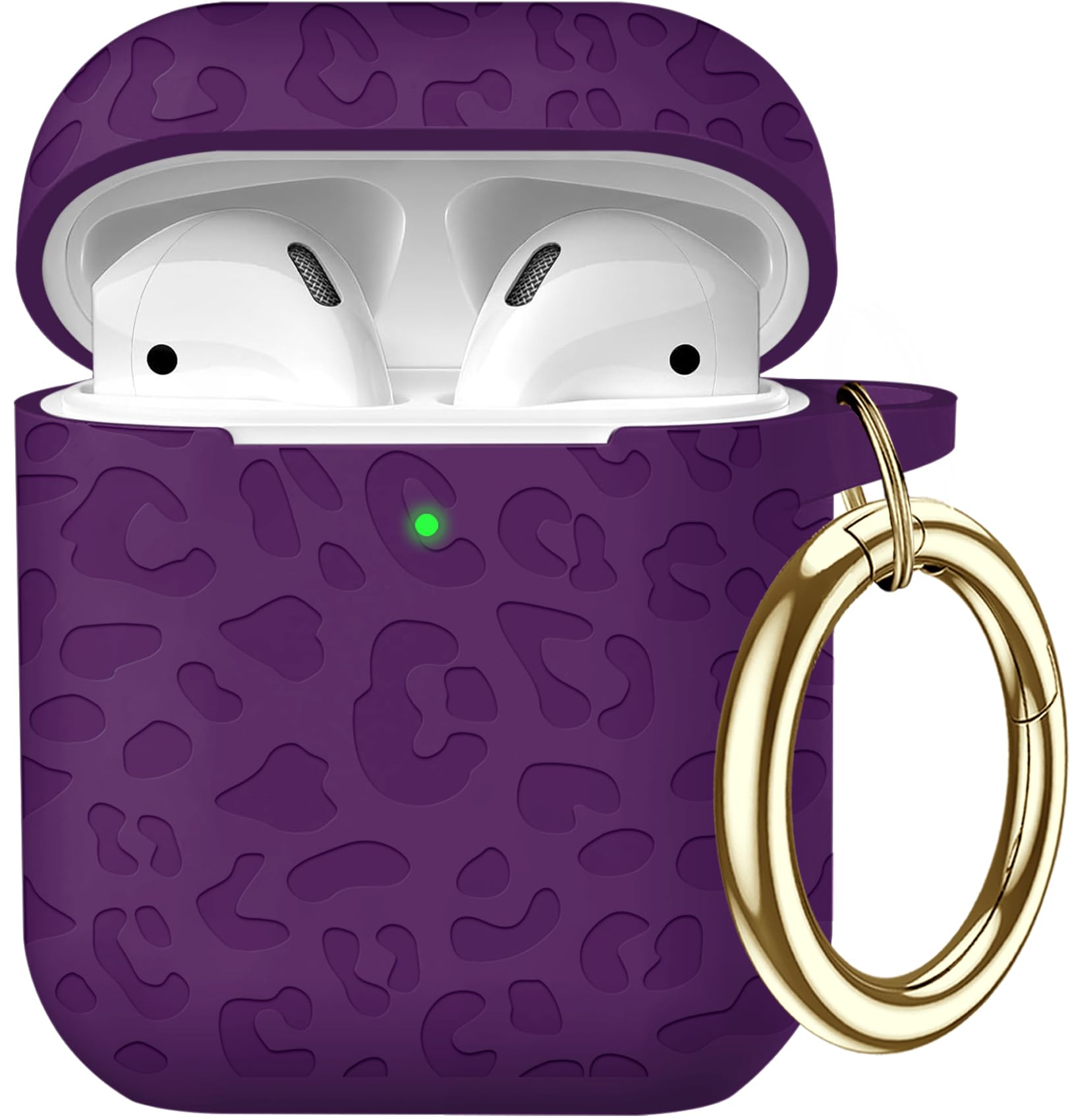 Gawnock Compatible with Airpods Case Leopard Engraved Skin Cover Compatible with Airpods 2nd/1st Charging Case,Cute Soft Silicone Full Protective,