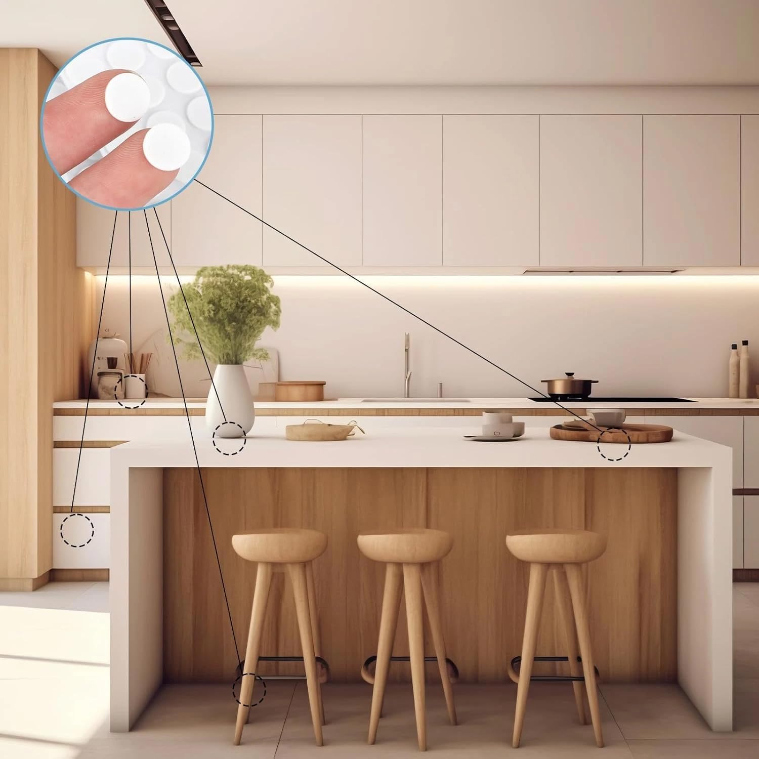 200 Pcs Silicon Adhesive Furniture Pads, Non-Slip10mm Round Self Stick Pads, for Cabinet Doors Desks,Felt Pads Furniture Feet Wood Floor Protectors