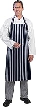 Whites Chefs Clothing Butchers Apron, Navy Blue with White Stripe, Unisex, Hardwearing Polycotton Apron, Size: 965(L)x711(W)mm, Machine Washable, A530