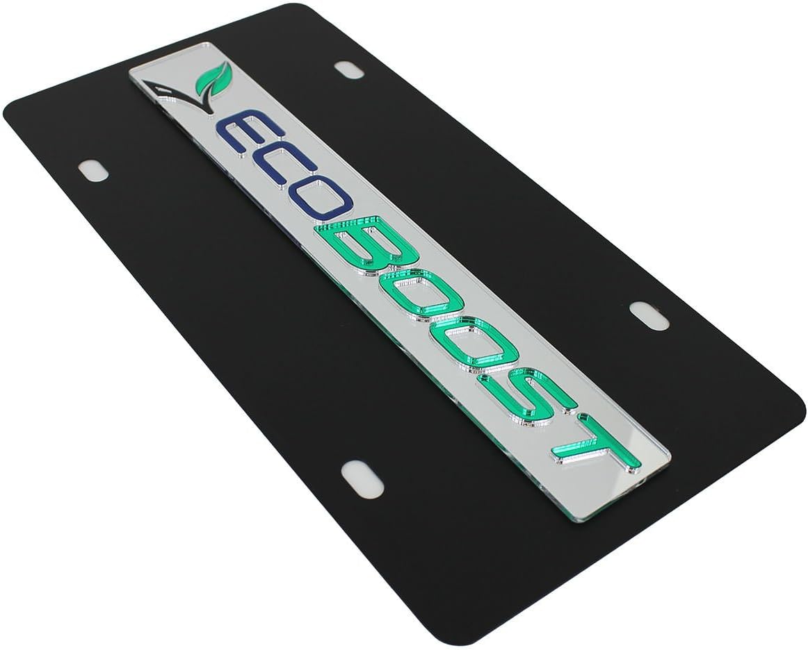 Inc. Logo On Stainless Steel License Plate for Ford EcoBoost (Black)