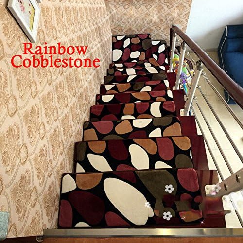 13pcs Home Decor Soft Rectangle Stair Treads Carpet Floral Mat Indoor Rug 4 Size Color:Rainbow Cobblestone Size:2060cm