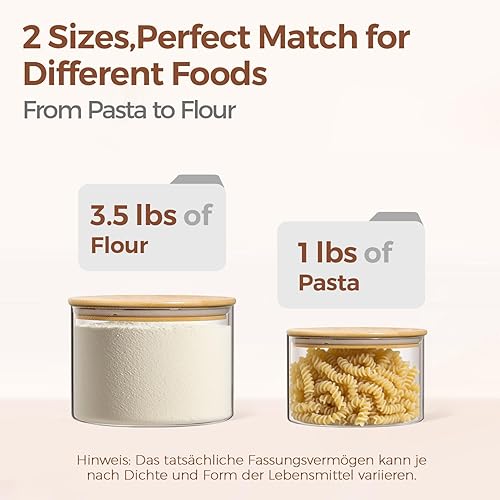 Miniatura 3 de ComSaf Contenedores de vidrio para almacenamiento de alimentos, recipientes de vidrio de 111 oz47 onzas para harina y azúcar con tapas herméticas,