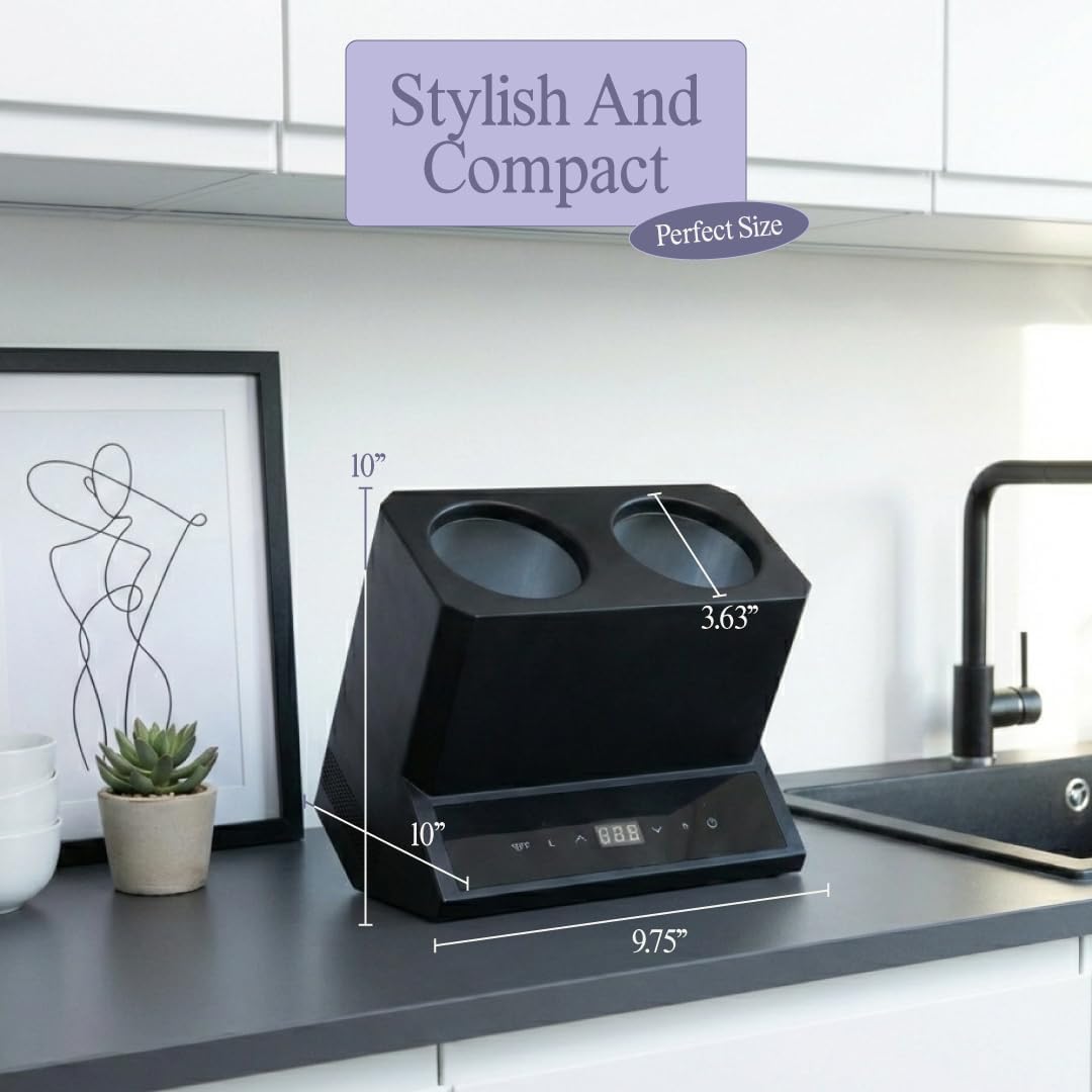 Elmonte Dual Wine Chiller - 2 Bottle Electric Wine Cooler with Adjustable Temperature Control (41-64°F) - Countertop Wine Bottle Chiller for Red & White Wine - Iceless Beverage Cooler for Home Bar - Image 3