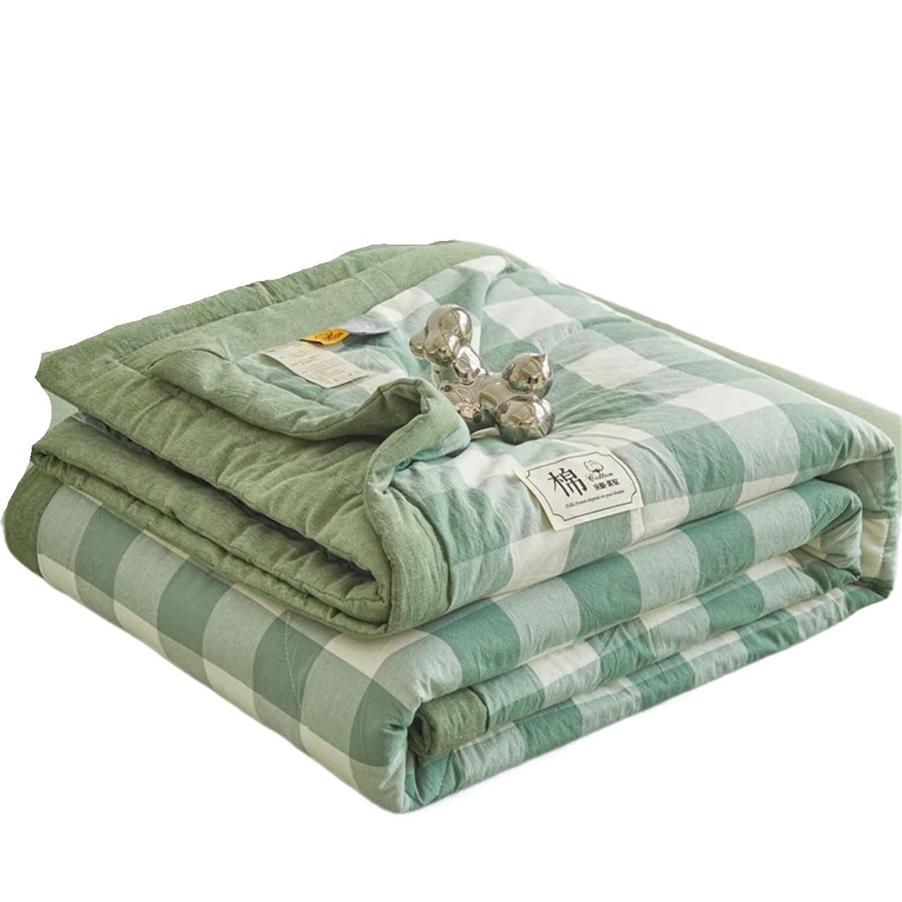 IUVYTA Summer Duvet Cotton Quilted Comforter Long Staple Quilt Core Air-conditioning Washed Plaid Soft Duvet(Color 2,200x230cm)