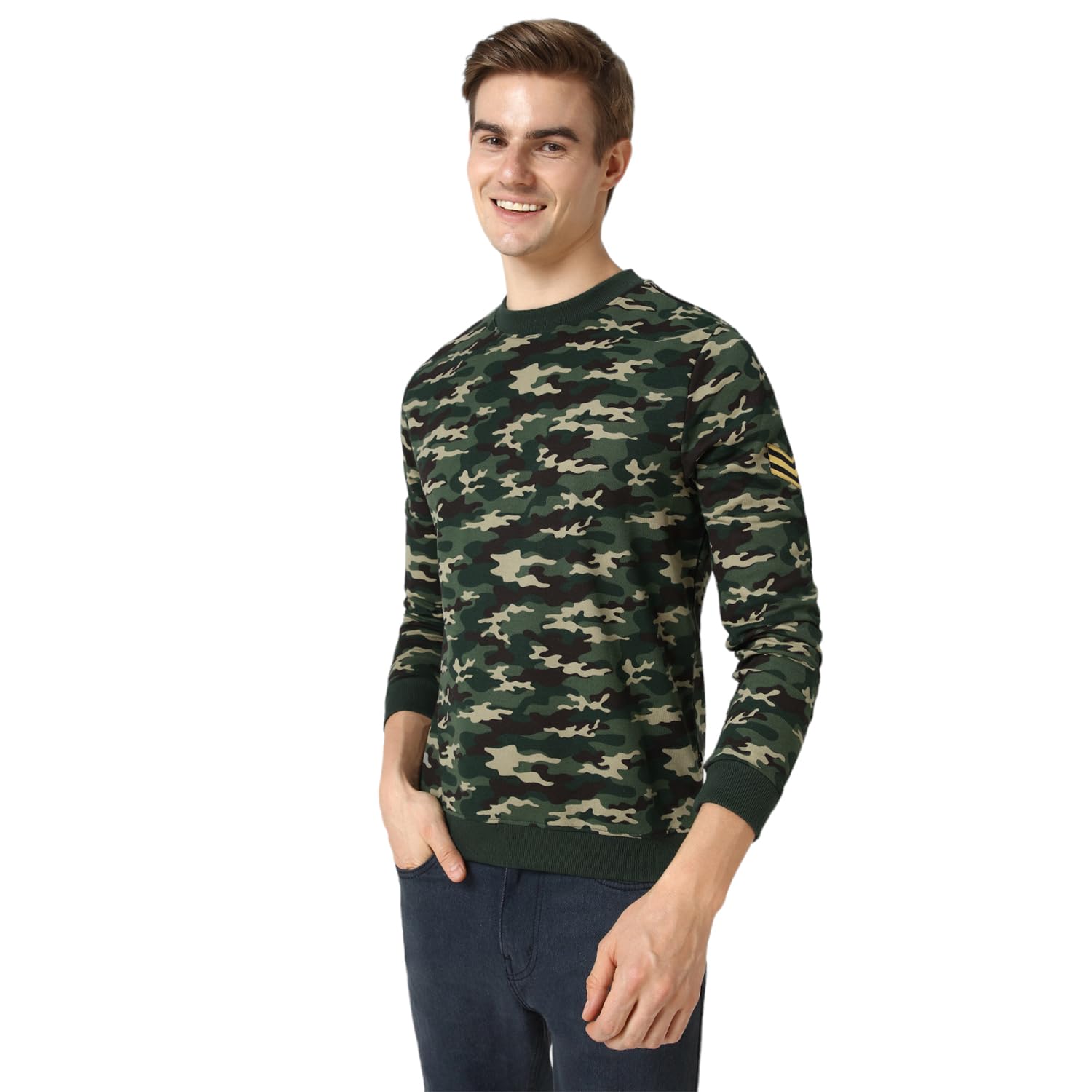 urbano fashion Men's Cotton Camouflage Printed Round Neck Sweatshirt-picture-56