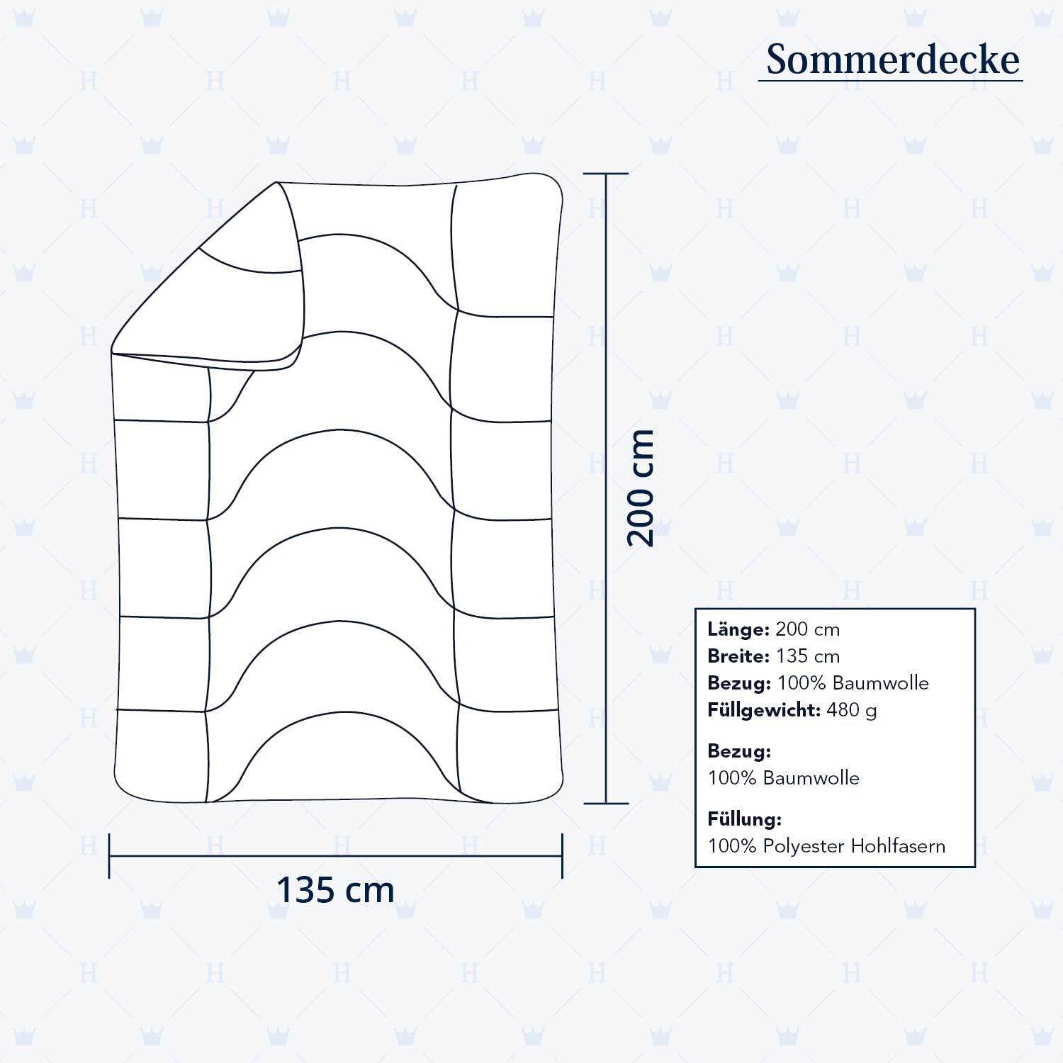 Premium Decke, Grönland, Sommerdecke 135 x 200 cm | Schlafdecke mit Körperzonen-Steppung atmungsaktiv, hautfreundlich, hypoallergen, für Schlafkomfort und Alltag