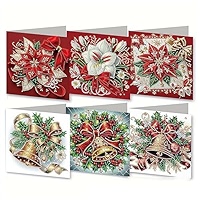 SPEPROECO 8Pcs DIY Diamond Painting Christmas Cards For Adults Kids,8/12pack Diamond Art Xmas Greeting Cards With Blank Envelopes Christmas Flower Thanksgiving Cards For Family Friends Gift - View #2