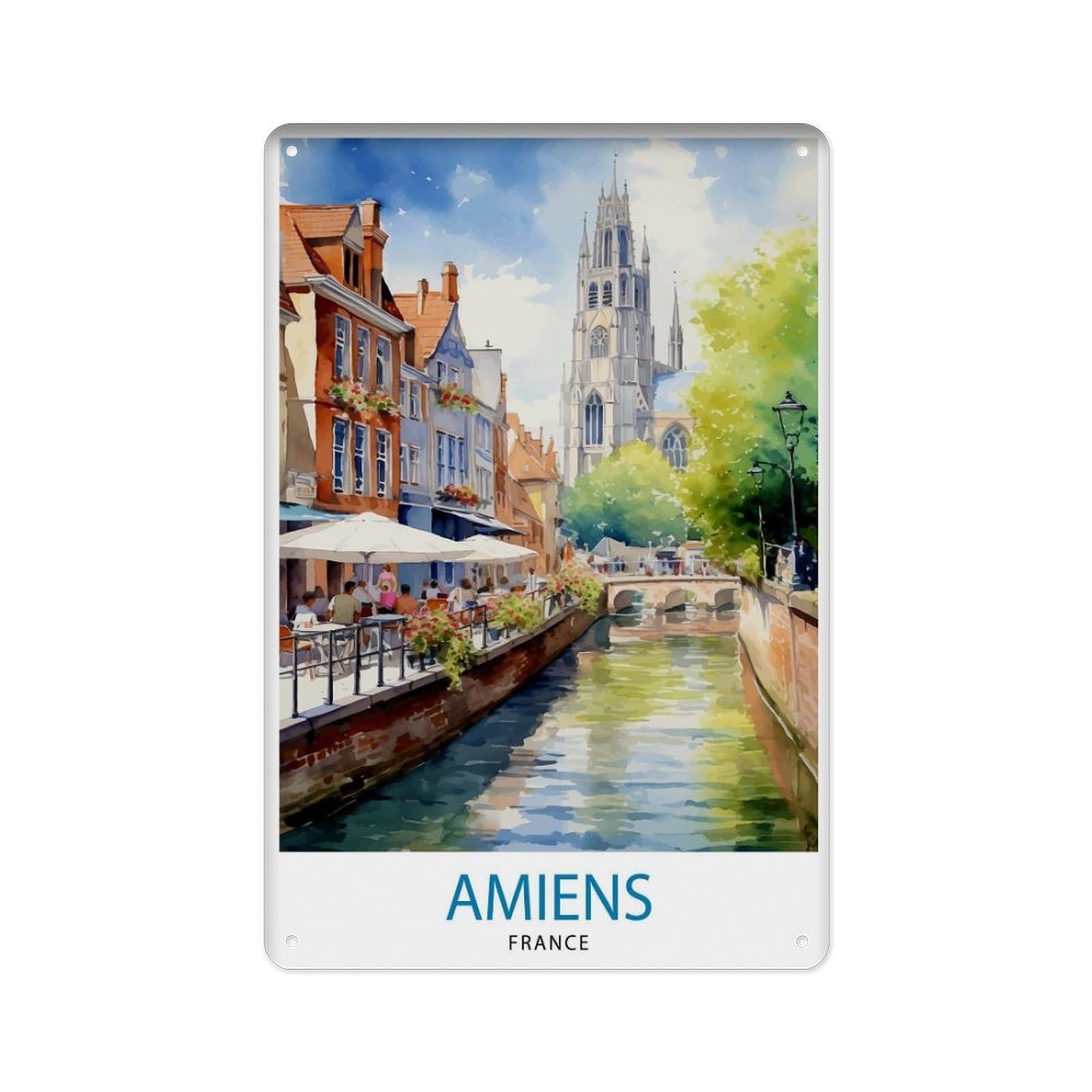 peiyeety Metal Tin Sign Amiens France Tourism, Amiens Decor, Amiens Poster France Tourism, Amiens Art, Amiens 8 X 12 Inch