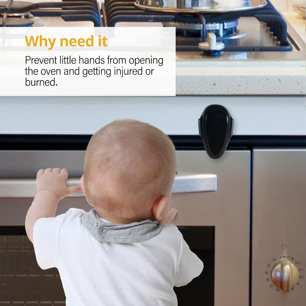 EUDEMON Serrure de porte de four, Pour enfant, Facile à installer et à utiliser, Matériau durable et résistant à la chaleur, Aucun outil nécessaire ni perceuse (Noir profond, 1 Pièces)
