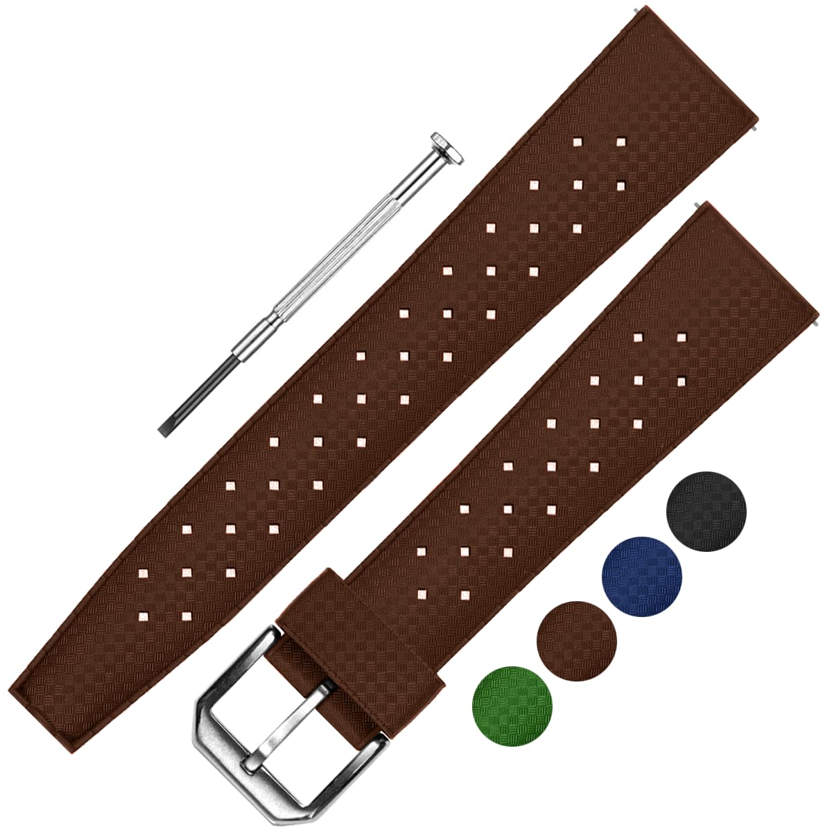 DBLACK TROPIC Quick Release, FKM Rubber Watch Strap, Matte Finish, Tropical Style, Watch Straps // For 20mm, 22mm, or 24mm FKM Rubber Watch Bands (Choose Your Size & Color) (Brown, 20mm) (B0D8L9KM6D) Amazon Price History, Amazon Price Tracker