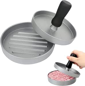 Pressa Per Hamburger In Acciaio Inox 304 Con Manico In Legno - Schiacciapolpette Per Smash Burger, 14 Cm