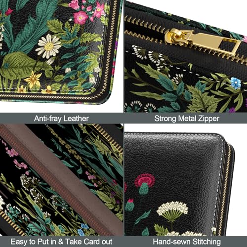 Image of Nipichsha Womens Wallet, RFID Wristlet Wallet for Women, Cute Ladies Purse, Large Credit Card Clutch Wallets with Zipper & Phone Holder, Dandelion, Modern