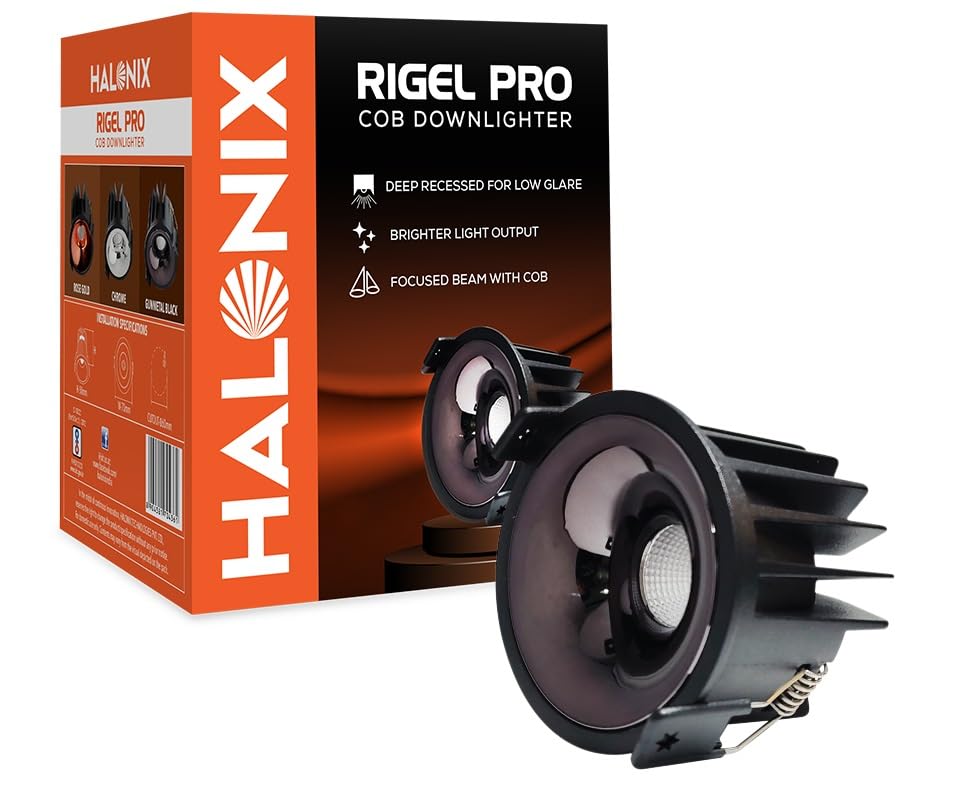 Halonix Rigel Pro 12W Gunmetal Black Finish Led Ceiling Cob Light| Cut Out-3 Inch| Ceiling Light for Hall,Shop,Home| Round Recessed Ceiling Downlighter| Warm White|Pack of 1-image-33
