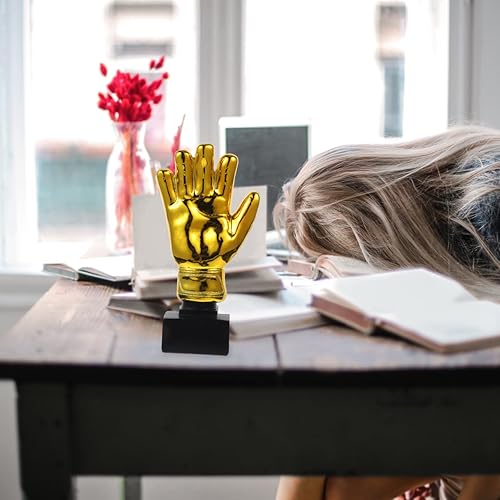 Miniatura 2 de ULTNICE Trofeo de portero dorado, guantes de portero de fútbol de resina para niños, oficina, escuela, jardín de infantes, premio conmemorativo de