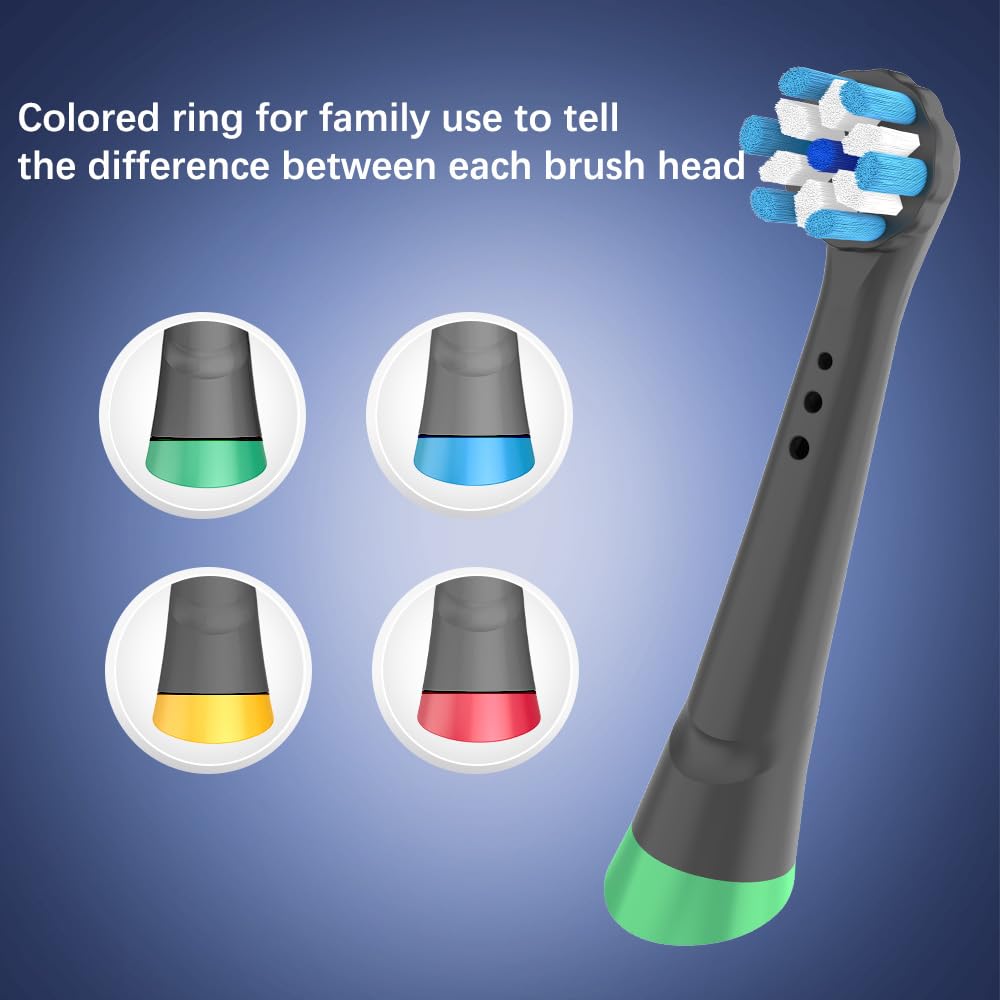 Cabezales de Cepillo de Recambio Compatibles con Oralb iO Series 2–10, Cerdas Suaves Redondeadas, Colocación Fácil con Click, Pack de 4 – Negro — view 5