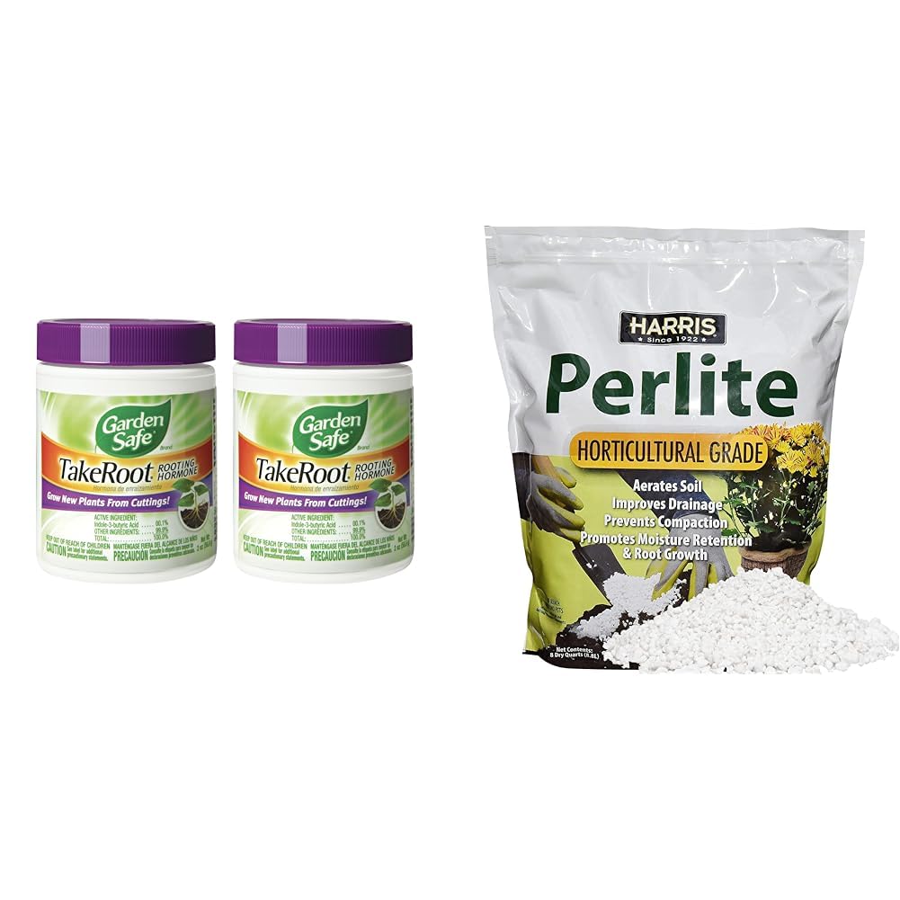 Garden Safe TakeRoot Rooting Hormone 2 Pack & Harris Perlite for Root Growth, Plant Soil Health, 8 Quart