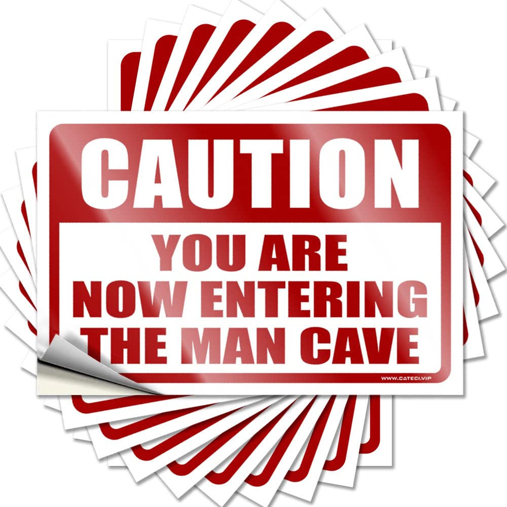 Tattoos Cheap Vinyl Decals, Desk Decor for Men Waterproof Hat Stickers for Water Bottle | Caution! You are Now Entering The Man Cave Perfect for Girl Laptop Decor(12X18CM)