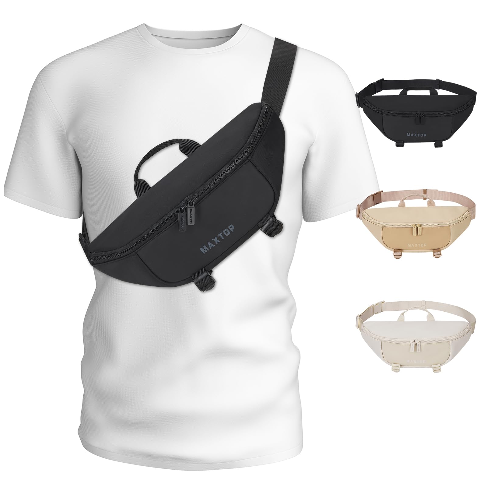 MAXTOP Large Fanny Packs for Women Men Crossbody Bag Travel Essentials with Adjustable Strap Hands-Free Waist Pack for Gym...
