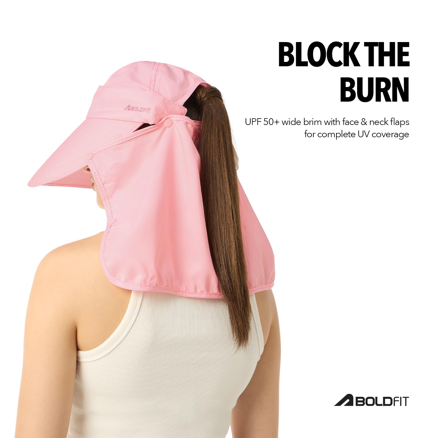 Boldfit Summer Hats for Men UV Sun Protection Bucket Hat for Women Stylish Wide Brim Sun Protection Hat with Detachable Face Cover Round Caps for Women Summer Mens Cap Outdoor Large Fishing Hats Pink 3