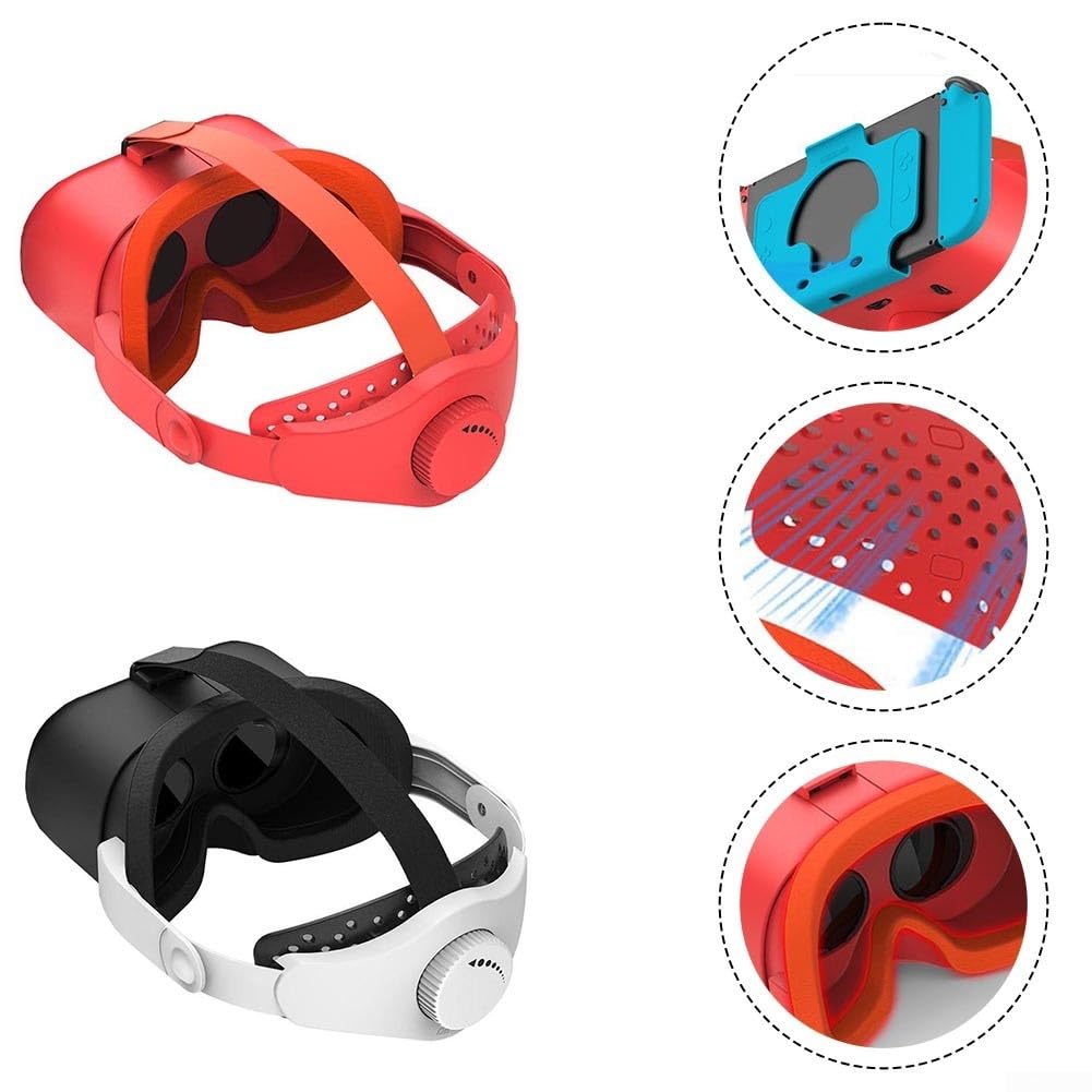 Casque VR pour Nintendo Switch avec lentilles réglables et sangle, accessoire de jeu rouge et blanc (noir et blanc)