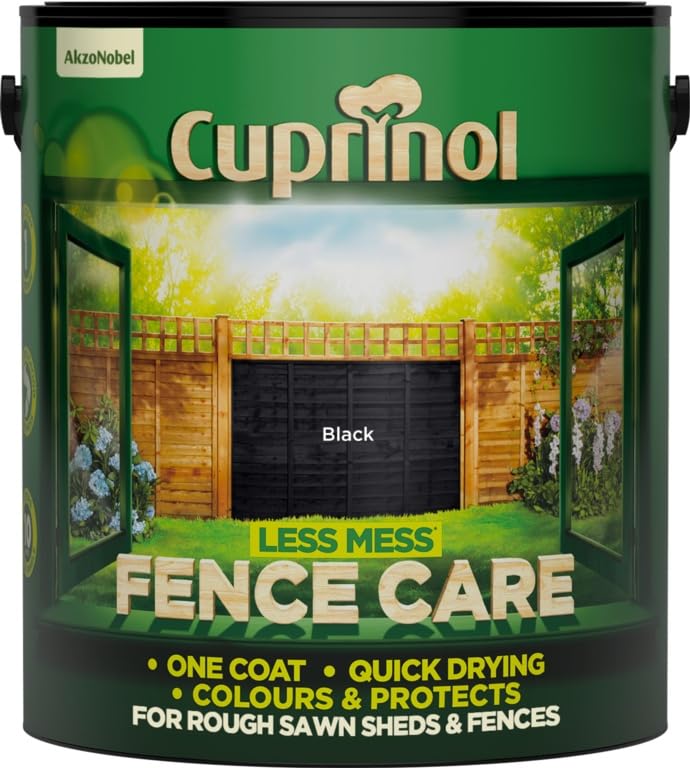 Black Less Mess Fence Care 6L | Exterior Fence Paint and Wood Protector | Fast Drying Low Splash Treatment for Fences Sheds and Garden Timber