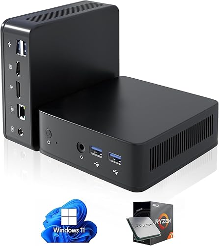 Mini PC, PC de cine en casa, Windows 11 Pro Mini computadora de escritorio con AMD 3750H (hasta 4.0 GHz) 16GB DDR4+512GB M.2 NVMe SSD, NUC, servidor