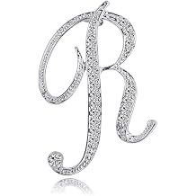 ETHOON Letter Brooch Pins Initial Personalized Crystal Rhinestone Brooch Crafts Silvery A-Z