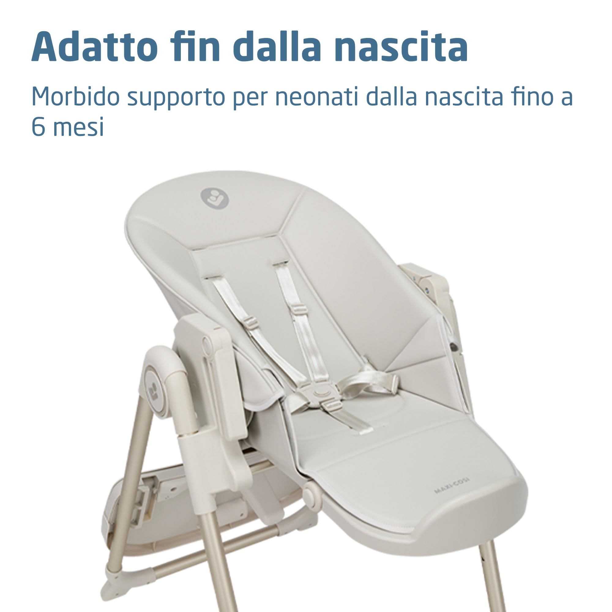 Maxi-Cosi Ava2,Seggiolone Pappa 0-3 Anni (Fino a 15 kg), Seggiolone Pieghevole Compatto, Leggero (9,45 kg), 5 Reclinazioni e 6 Altezze, Vassoio Rimovibile Con Una Mano, 2 Ruote, Elegance Beige
