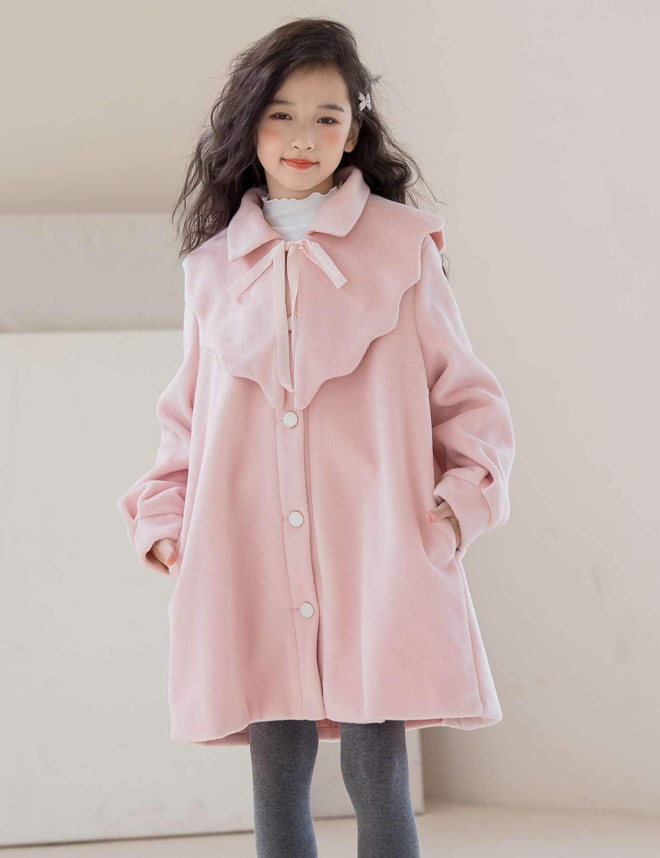 Echinodon Cappotto di lana per ragazze monopetto Trench Cappotto per bambini Principessa Inverno Caldo Soprabito