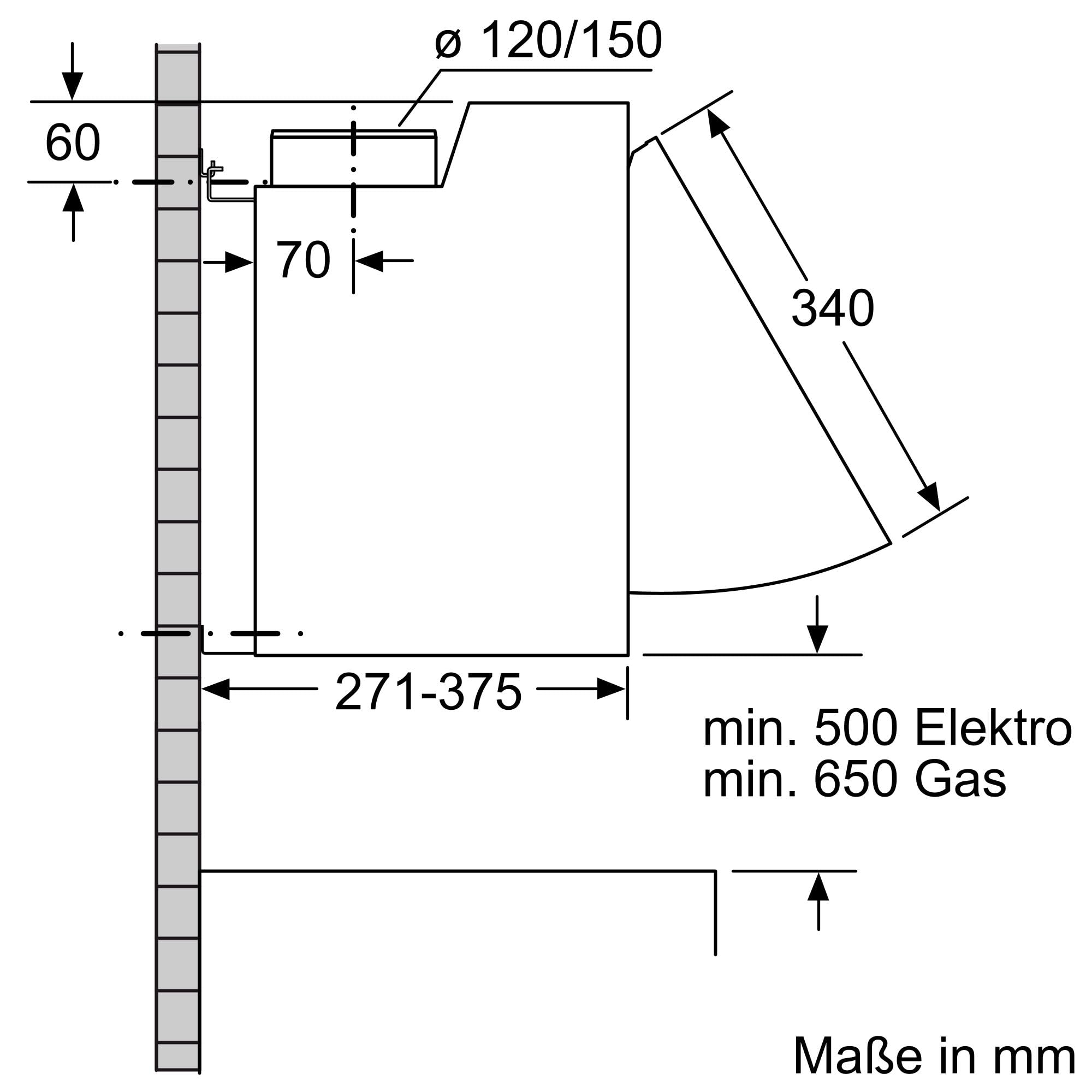 Siemens iQ100 LE66MAC00 Dunstabzugshaube 60 cm LED-Beleuchtung Metall-Fettfilter Silber