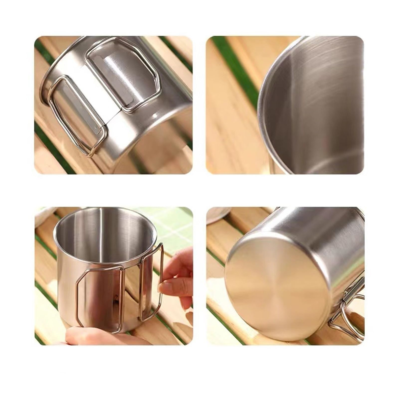 Bicchiere Acciaio Inox Pieghevole Set di tazze pieghevoli da campeggio | Set di bicchieri da picnic portatili in acciaio inossidabile 304