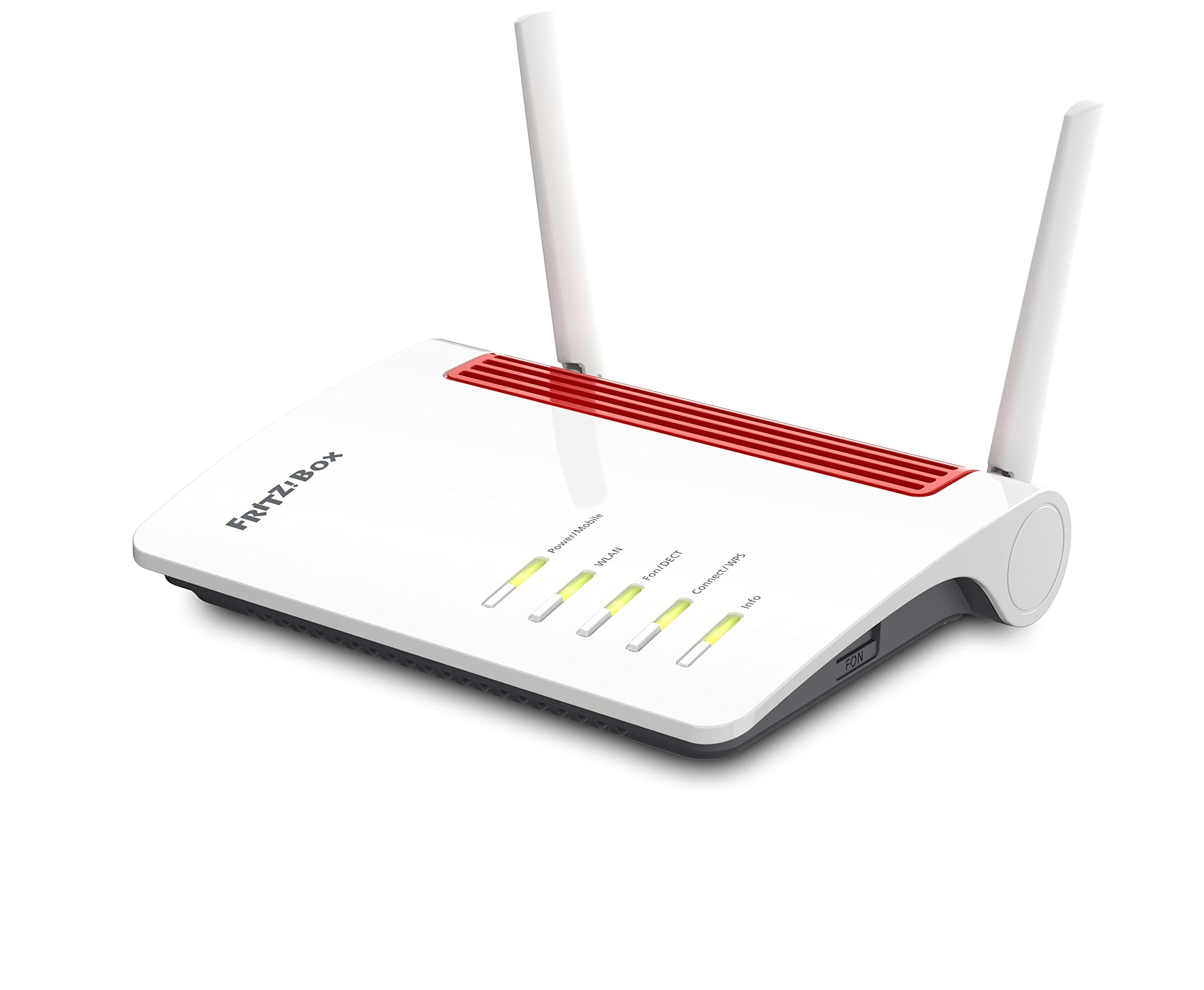 FRITZ!Box 6850 5G (Mobilfunk-Internet bis zu 1.300 MBit/s, WLAN AC+N bis 866 MBit/s (5 GHz) & 400 MBit/s (2,4 GHz), 4 x Gigabit-LAN, DECT-Basis, USB 3.0, geeignet für Deutschland, v2)