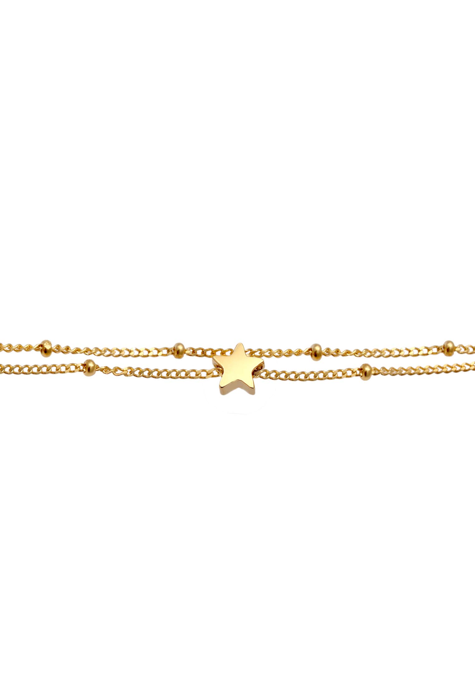 Elli Choker Kette Damen Layer Kugel Stern Anhänger 925 Silber Vergoldet 24K